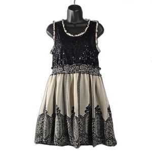 American Rag Cie Womens Goth Sequin Dress Black Gray Sleeveless Evening SZ Med